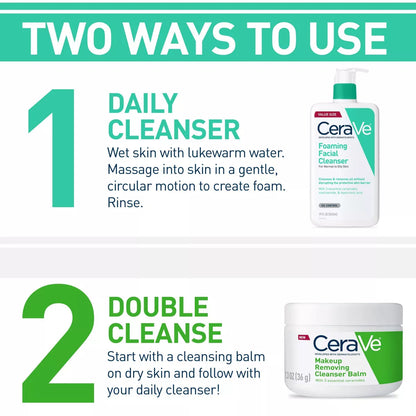 Cerave 2 Pack/16 Fl Oz Each Foaming Face Wash with Hyaluronic Acid and Niacinamide for Oily Skin