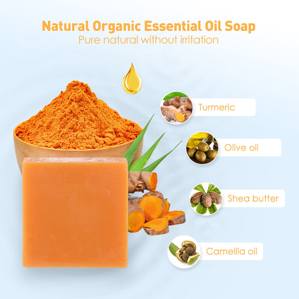 2× Turmeric Soap Skin Whitening Dark Spots Lightening Acne Brightening Turmeric
