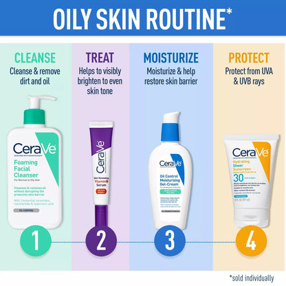 Cerave 2 Pack/16 Fl Oz Each Foaming Face Wash with Hyaluronic Acid and Niacinamide for Oily Skin